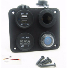 Enchufe de cargador USB dual / voltímetro / toma de corriente / panel de interruptores para barco / marino (Socke-460)